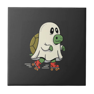 Ghost Turtle Roller Skates Halloween Design_1 Ceramic Tile