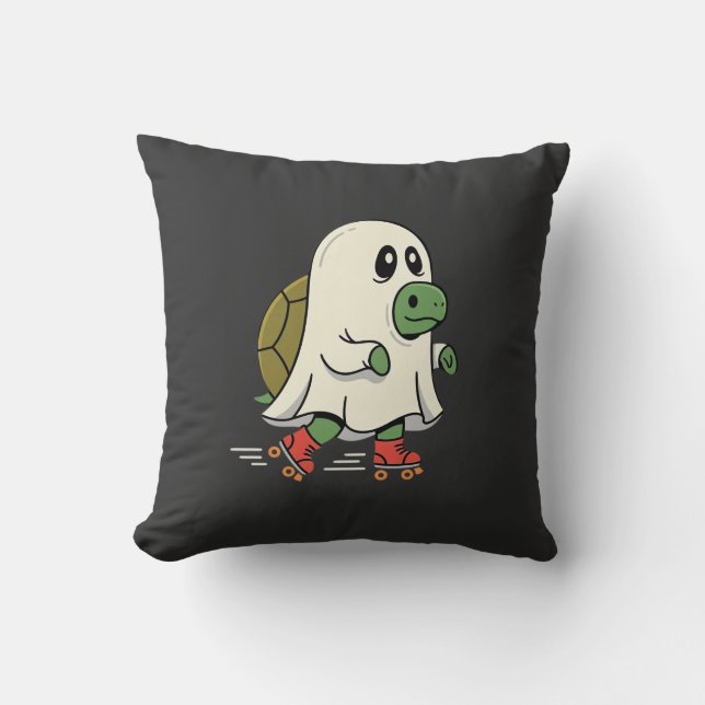 Ghost Turtle Roller Skates Halloween Design_1 Cushion (Front)