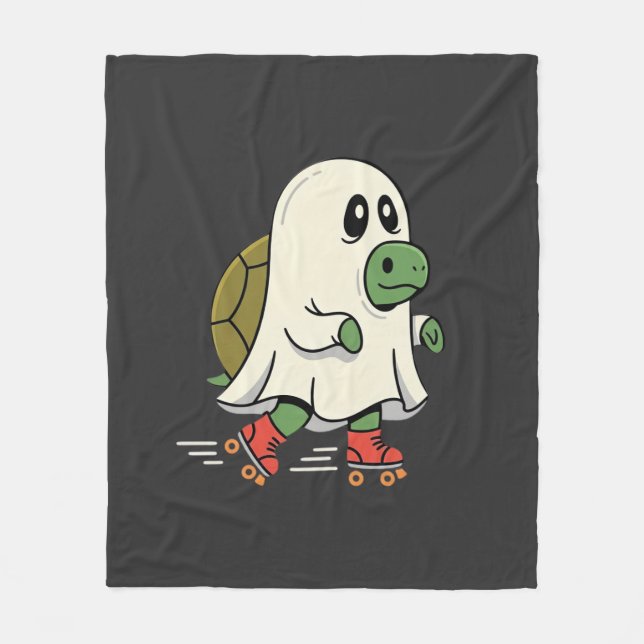 Ghost Turtle Roller Skates Halloween Design_1 Fleece Blanket (Front)