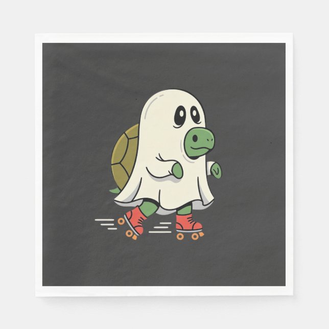 Ghost Turtle Roller Skates Halloween Design_1 Napkin (Front)
