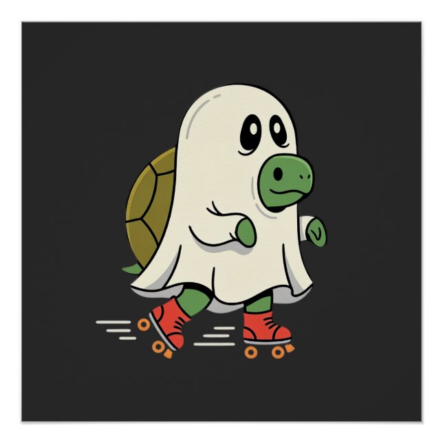 Ghost Turtle Roller Skates Halloween Design_1 Poster (Front)