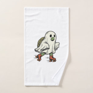 Ghost Turtle Roller Skating Vintage Halloween Desi Hand Towel