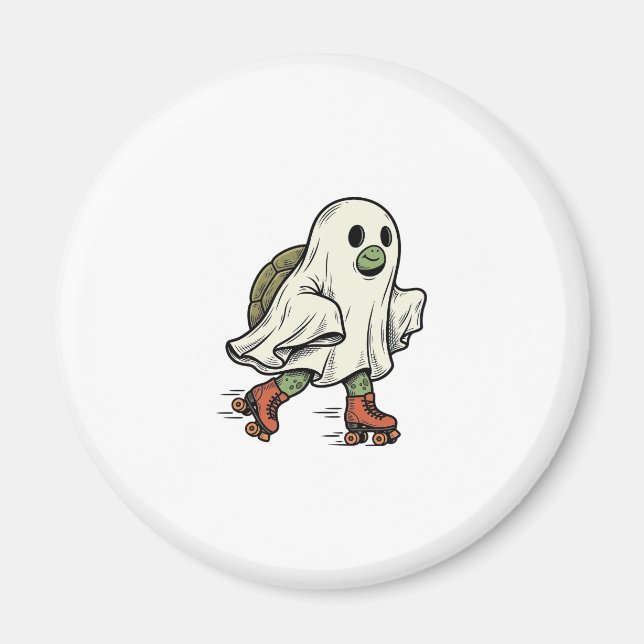 Ghost Turtle Roller Skating Vintage Halloween Desi Magnet (Front)