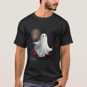 Ghost Vampire Holding Candle Funny Halloween Gothi T-Shirt