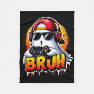 Ghost Video Game Bruh Halloween Gaming Controller  Fleece Blanket