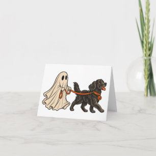 Ghost Walking Black Lab Halloween T-Shirt Thank You Card