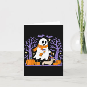 Ghost Walking Dachshund Funny Spooky Season Card