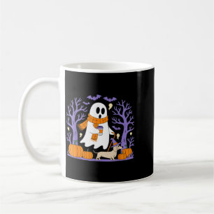 Ghost Walking Dachshund Funny Spooky Season Coffee Mug