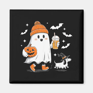 Ghost Walking Dachshund Spooky Season Halloween Magnet