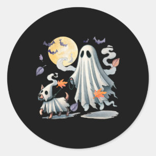 Ghost Walking Dog Classic Round Sticker