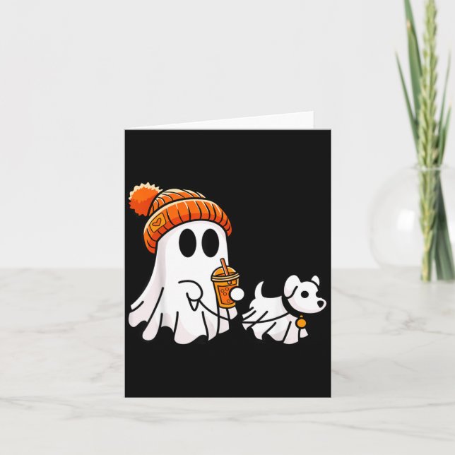 Ghost Walking Dog Funny Halloween Costume Card (Front)