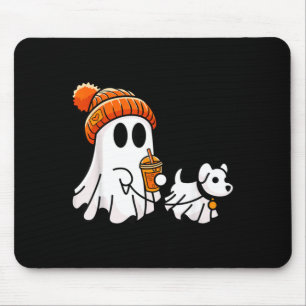 Ghost Walking Dog Funny Halloween Costume Mouse Pad