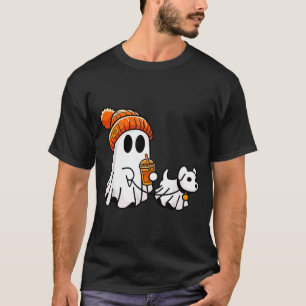 Ghost Walking Dog Funny Halloween Costume T-Shirt