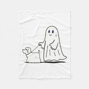 Ghost Walking Dog Ghostie Funny Halloween Dog Love Fleece Blanket