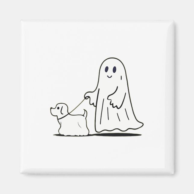 Ghost Walking Dog Ghostie Funny Halloween Dog Love Magnet (Front)