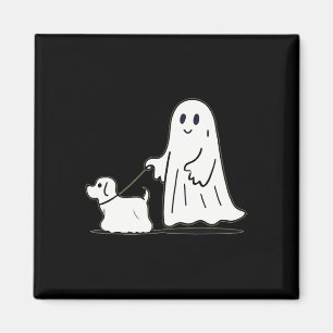 Ghost Walking Dog Ghostie Funny Halloween Dog Love Magnet