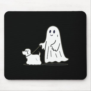 Ghost Walking Dog Ghostie Funny Halloween Dog Love Mouse Pad