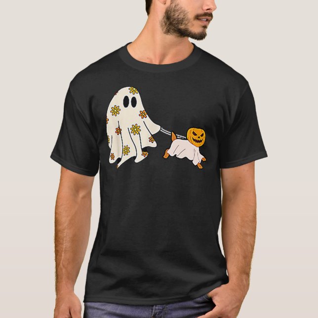 Ghost Walking Dog Halloween Costume Ghoul Dog Love T-Shirt (Front)