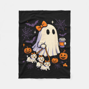 Ghost Walking Dog Shirt Coquette Halloween Dog Fleece Blanket