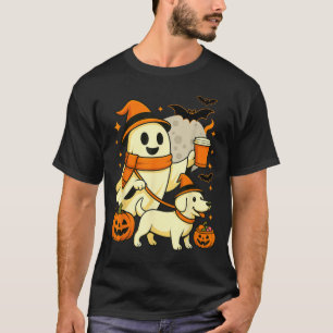 Ghost Walking Labrador Spooky Season Halloween Dog T-Shirt