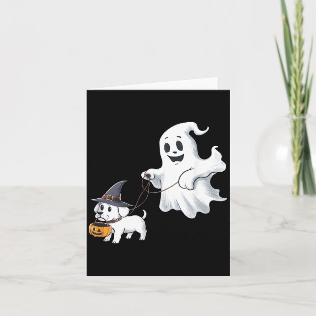 Ghost Walks The Dog Halloween Card (Front)