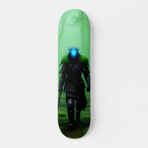 Ghost Warrior Skateboard in Dark Forest