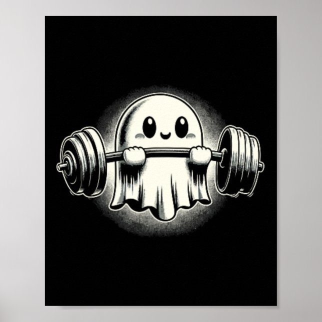 Ghost Weightlifting Pocket Funny Ghost Workout Hal Poster (Front)