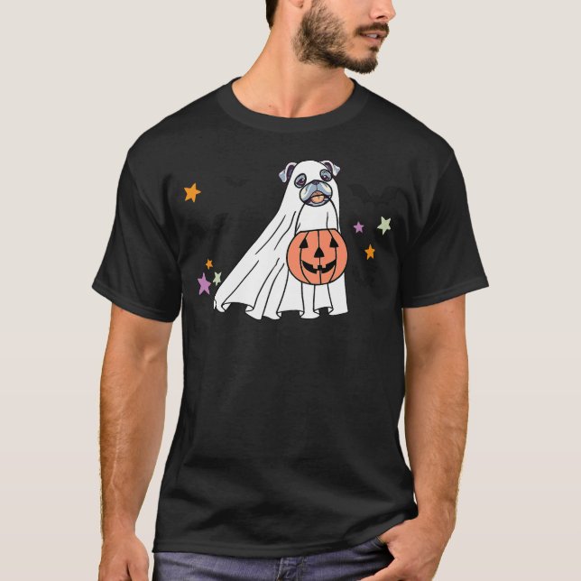 Ghost White English Bulldog Boo Dog Lover Hallowee T-Shirt (Front)