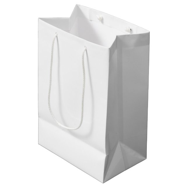 Ghost White Solid Colour Medium Gift Bag (Front Angled)
