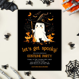 Ghost Witch Spooky October Halloween Party Invitation