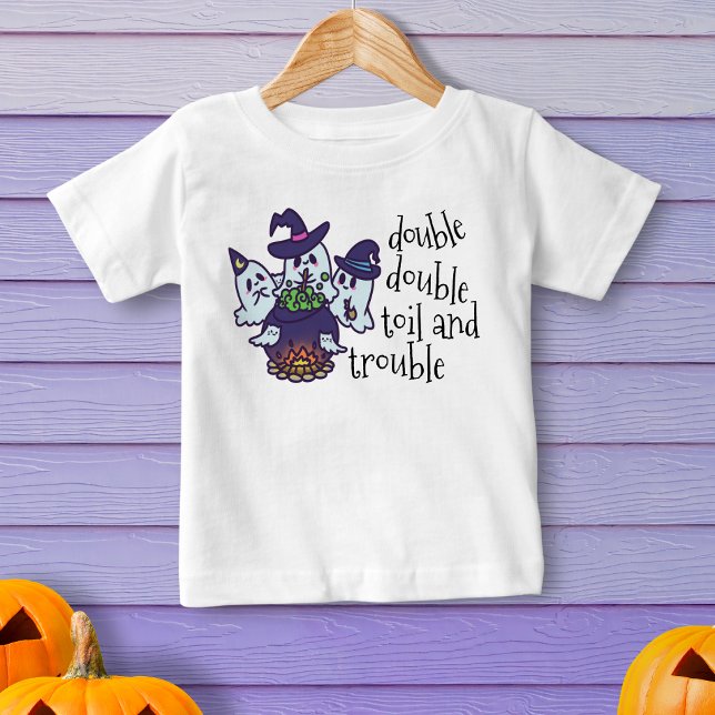 Ghost Witches Cauldron Classic Quotes Halloween Baby T-Shirt (Dress up your little one in this bewitching baby tee!)