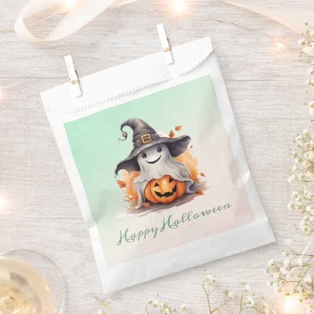Ghost Witches Hat Jack-O' Lantern Happy Halloween Favour Bag (Clipped)