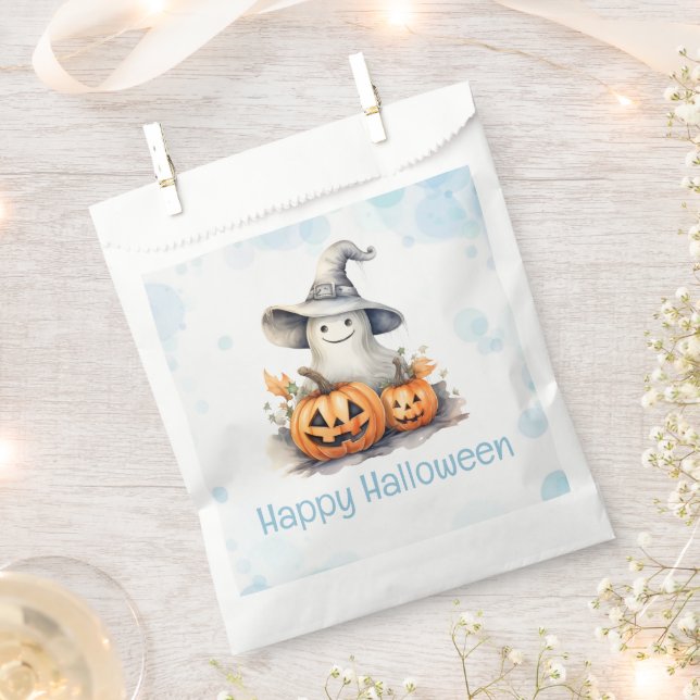 Ghost Witches Hat Jack-O' Lantern Happy Halloween Favour Bag (Clipped)
