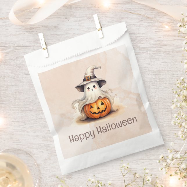 Ghost Witches Hat Jack-O' Lantern Happy Halloween Favour Bag (Clipped)
