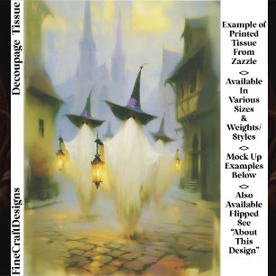 Ghost Witches In Foggy Gothic Town FN6L Decoupage Tissue Paper