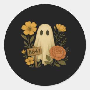 Ghost With 8647 Sign Subtle Anti-trump Floral Hall Classic Round Sticker