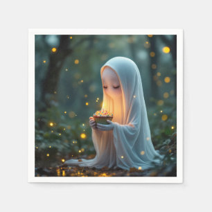 Ghost With a Birthday Cupcake Napkin