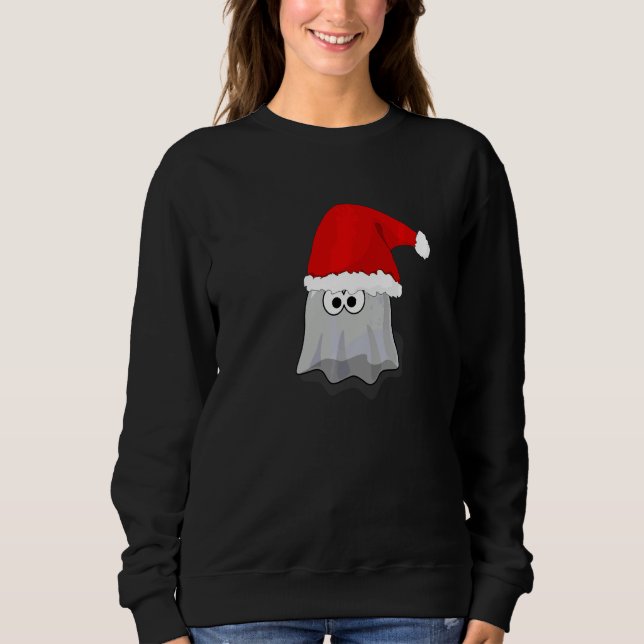 Ghost With A Santa Hat Fun Spooky Claus Christmas  Sweatshirt (Front)