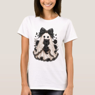 Ghost with Black Cat Gothic Halloween Shirt
