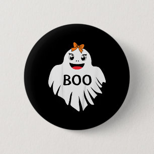 Ghost With Bow Boo Girls Halloween T Shirt 6 Cm Round Badge