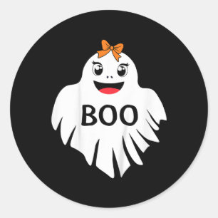 Ghost With Bow Boo Girls Halloween T Shirt Classic Round Sticker