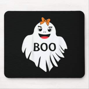 Ghost With Bow Boo Girls Halloween T Shirt Mouse Pad