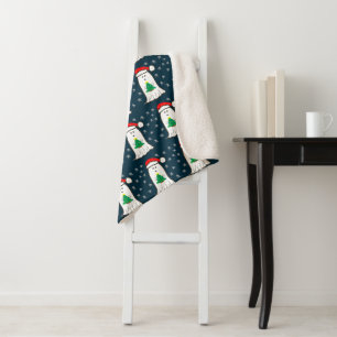 Ghost with Christmas Tree Sherpa Blanket