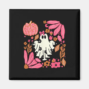 Ghost With Flowers Halloween Floral Ghost Hand Dra Magnet