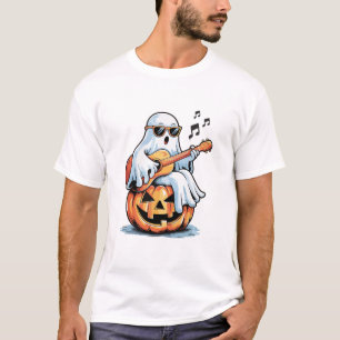 Ghost with Guitar Cool Halloween Music T-Shirt