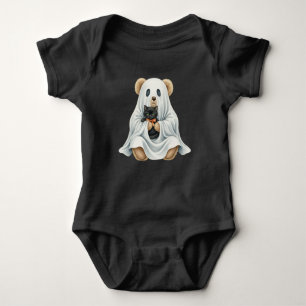 Ghost with Kitten, Teddy Bear, Halloween, Author Baby Bodysuit