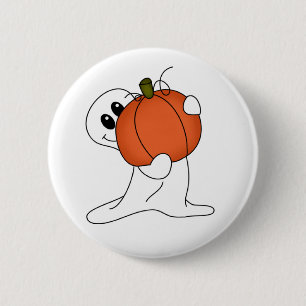 Ghost with Orange Pumpkin 6 Cm Round Badge