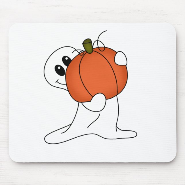 Ghost with Orange Pumpkin Mouse Pad (Front)