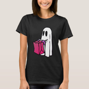 Ghost with Pink Bag Trick or Treating  T-Shirt