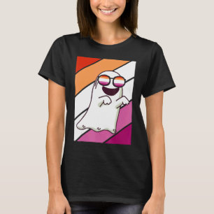 Ghost With Pride Lesbian Flag LGBTQ Proud Ally Pri T-Shirt
